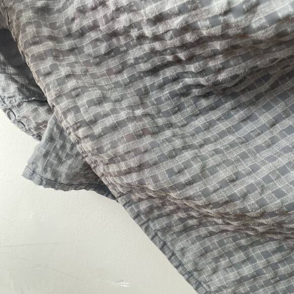 Eileen Fisher Gray Textured Linen Blend Maxi Dress Lagenlook Minimalist L Flaws - Picture 8 of 10